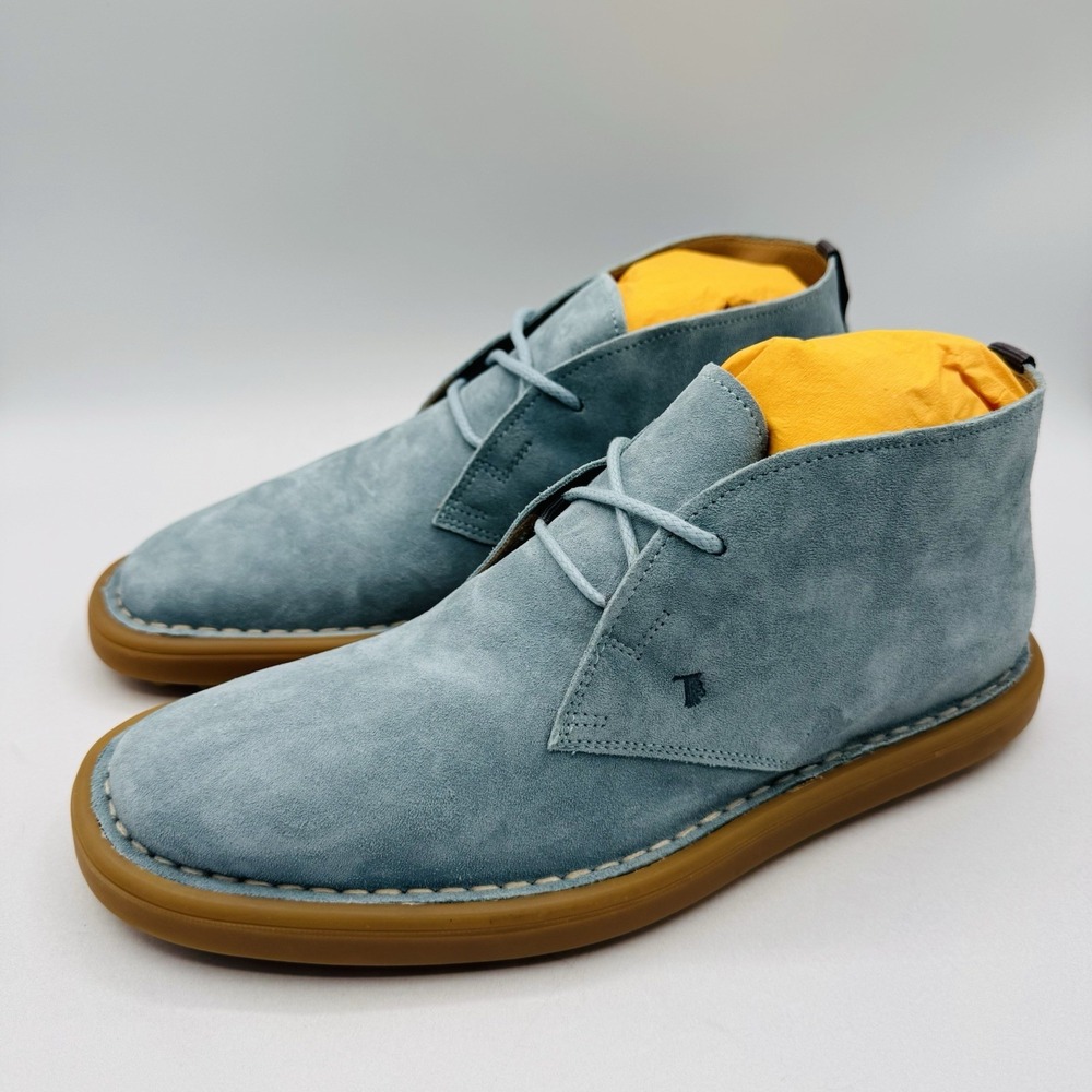Tods Palacco Nastro Ideal Desert Boots Men's Size UK 7 US 8.5 Blue Suede